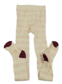 Smetanovo-růžové pruhované punčocháče