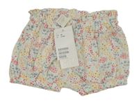 Nové - Bílé bavlněné květované kraťasy H&M
