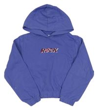 Fialová crop mikina s nápisem z flitrů a kapucí Name it