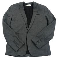 Šedé melírované lněné slavnostní sako H&M