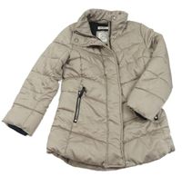 Béžovošedý prošívaný šusťákový zimní kabát H&M
