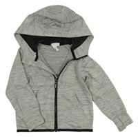 Šedá melírovaná propínací sportovní mikina s kapucí H&M