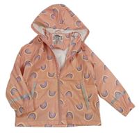 Světlerůžová nepromokavá bunda s duhami a kapucí Lupilu