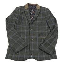 Tmavošedo/tmavomodro-hnědé kostkované melírované sako Next