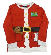 Červeno-bílé vánoční triko s medvídkem - Santa H&M