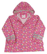 Růžová nepromokavá bunda s hvězdičkami a odepínací kapucí Playshoes