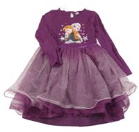 Švestkové šaty s Frozen a tylem H&M