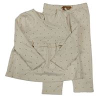 2Set - Béžovo-smetanová vzorovaná puntíkatá úpletová tunika + kalhoty Tu