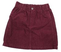 Vínová paper bag manšestrová sukně H&M