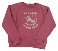 Světlevínová mikina s koníkem a podkovou a nápisy YIGGA