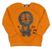 Oranžová mikina se lvíčkem a nápisy George