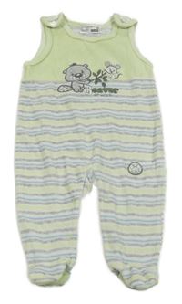 Pruhovano-světlezelené sametové dupačky se zvířátiky Ergee