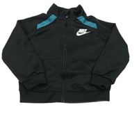 Černá thermo propínací mikina s logem a pruhem Nike