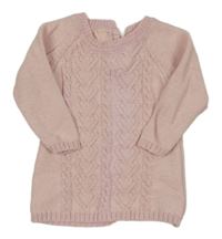 Světlerůžové melírované svetrové šaty se vzorem a třpytkami PRIMARK