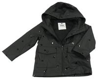 Černá nepromokavá jarní bunda se srdíčky a kapucí F&F