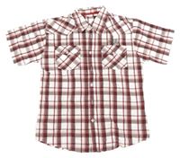 Bílo-červeno-černá kostkovaná košile s nápisy HOT&SPICY