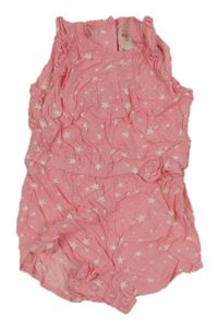 Růžový letní overal s hvězdičkami a mašlí a volánky Y|D