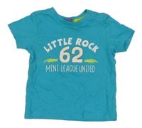 Tyrkysové tričko s číslem a nápisy a krokodýlky dopodopo