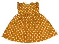 Medovo-bílé puntíkaté šaty s volánky SHEIN