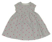 Bílo-černé pruhované šaty s motýlky Topolino