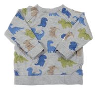 Šedá melírovaná mikina s dinosaury Topomini