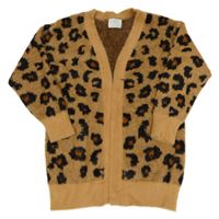 Hnědo-černý vzorovaný chlupatý svetrový cardigan ZARA