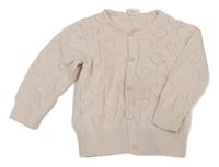 Světlepudrový propínací svetr s perforovanými srdíčky H&M