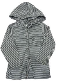 Antracitovo-šedé pruhované propínací triko s kapucí H&M