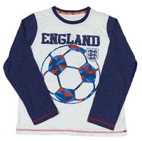 Bílo-tmavomodré triko s míčem England M&S