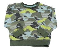 Khaki-modro-zelená mikina s dinosaury Mothercare