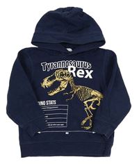 Tmavomodrá mikina s kostrou dinosaura a kapucí H&M