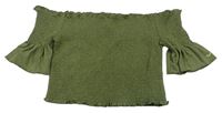 Khaki žabičkové crop tričko Pepe Jeans