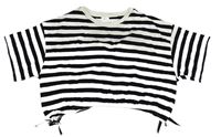 Bílo-černé pruhované crop tričko Zara