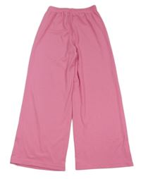 Tmavorůžové žebrované wide leg kalhoty Shein