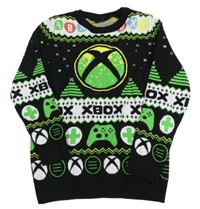 Černo-bílý vzorovaný svetr s logem X-Box George