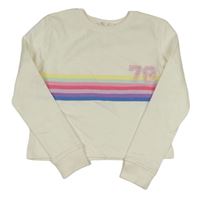 Smetanová crop mikina s pruhy a číslem H&M