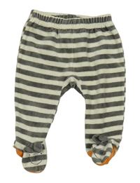 Smetanovo-tmavošedé pruhované sametové polodupky s Púem C&A