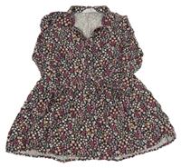 Černé květované lehké košilové šaty H&M