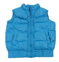 Modrá šusťáková zateplená vesta s volánky Benetton