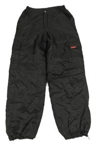 Černé šusťákové oteplovačky s kapsami