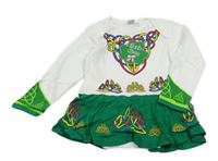 Nové - Bílo-zelené bavlněné šaty se vzorem a všitým body