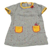 Šedé melírované puntíkaté teplákové šaty s beruškou Liegelind