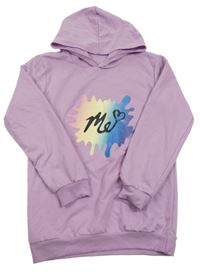 Levandulová lehká mikina s potiskem a kapucí