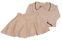2set - Růžový svetr s mašlí + pletená sukně H&M