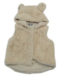 Béžová kožešinová podšitá vesta s kapucí Peacocks