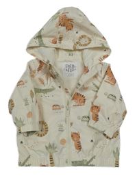 Krémová šusťáková jarní bunda se zvířaty a kapucí F&F