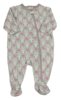 Šedý fleecový overal s králíky a srdíčky Next