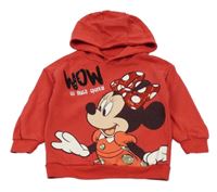 Červená mikina s Minnie s flitry a kapucí Disney