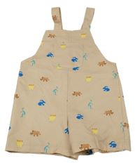 Béžové šusťákové laclové kraťasy se zvířaty Shein