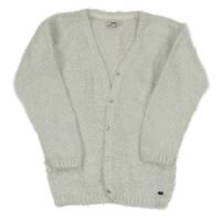 Bílý třpytivý chlupatý propínací svetr Mexx